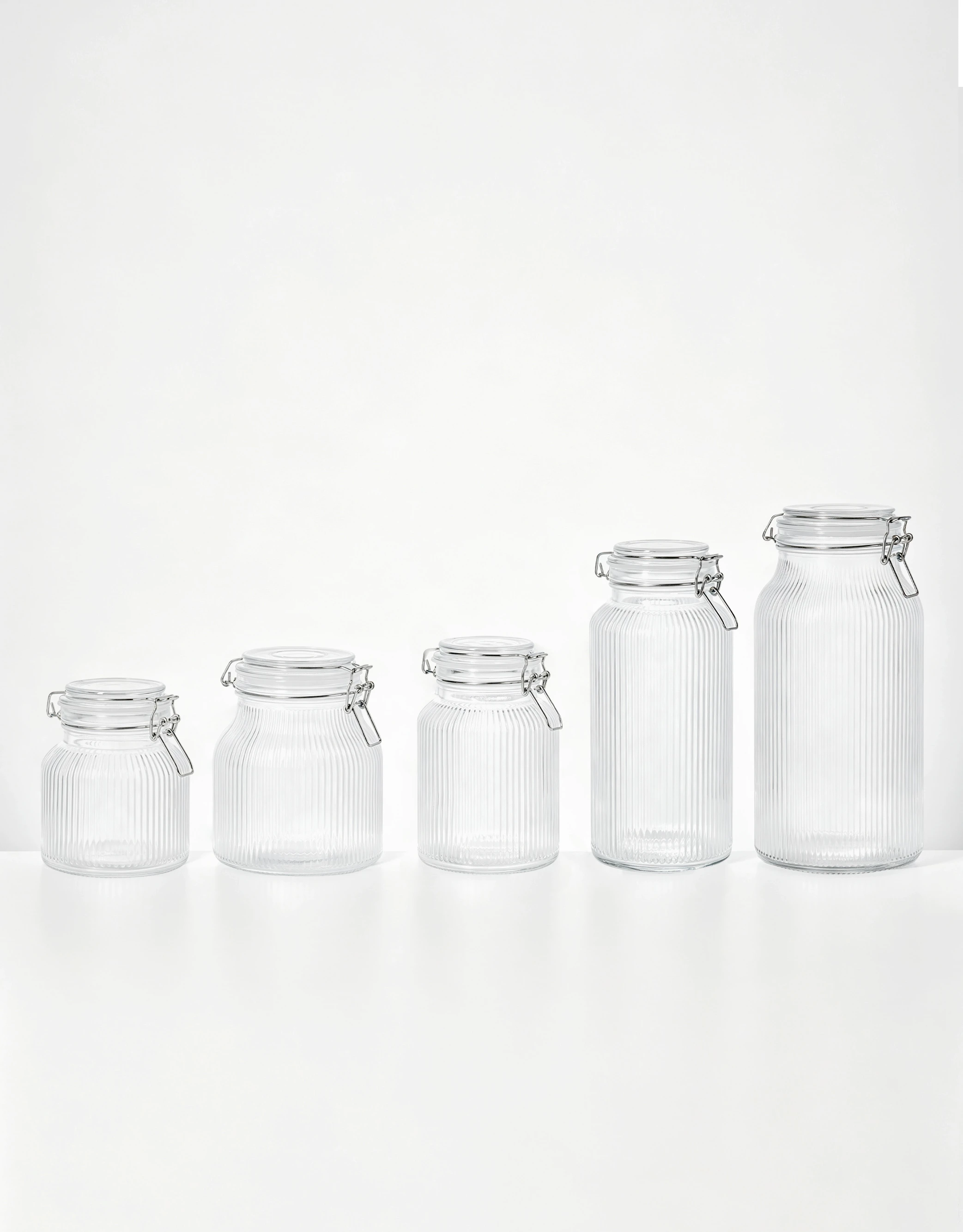 Ribbed Glass Storage Jars
