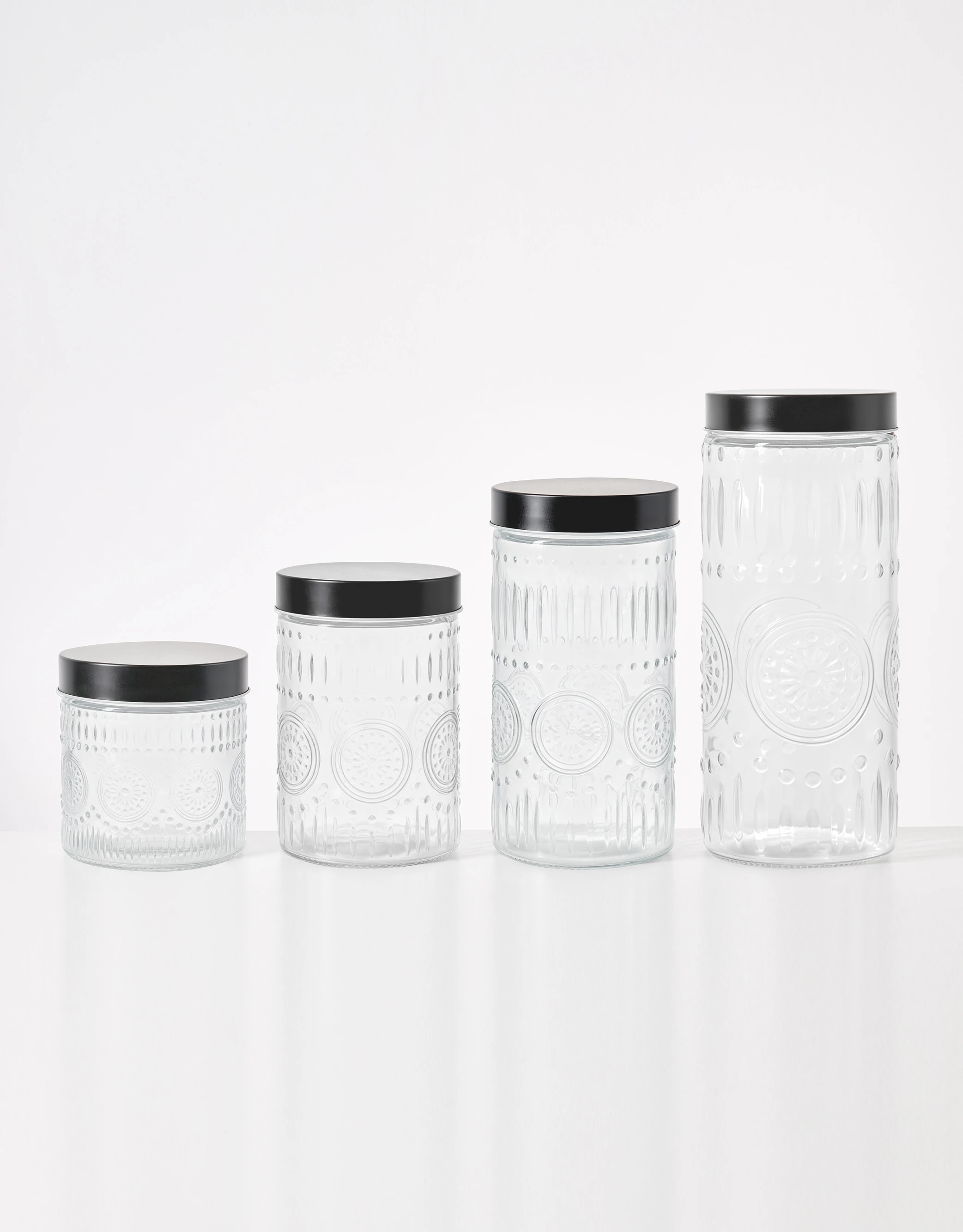 Embossed Glass Canisters